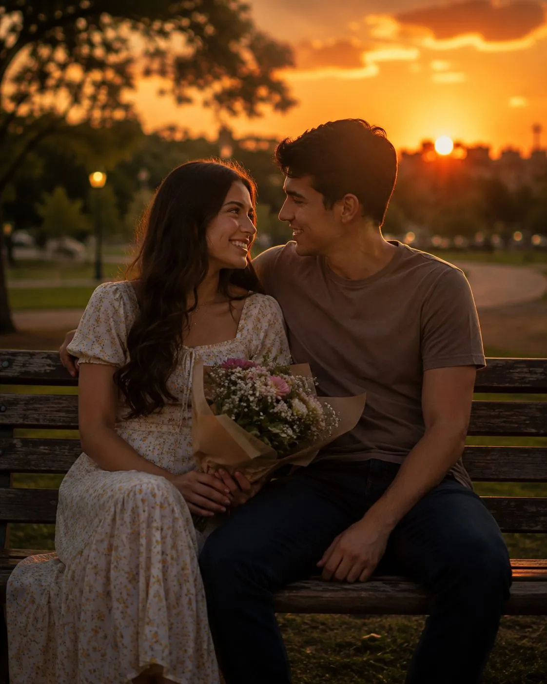 Casal jovem cristão em paz, fim de tarde